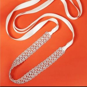 Rhinestone belt with ivory ties